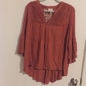 Knox Rose bohemian Burnt orange top